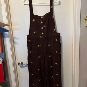 Cider embroidered corduroy overalls XL NWT